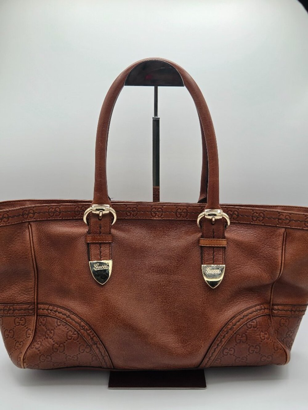 Gucci Guccissima Trim Signoria Large Tote | Brown Leather | Authentic